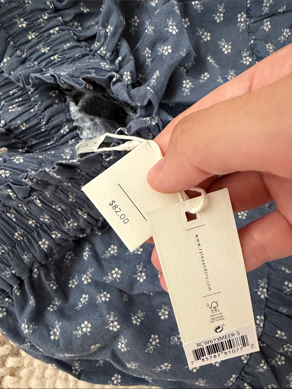 NWT Rylee and Cru Womens Blue Ditsy Tiered Maxi Skirt with Floral Print - Picture 3 of 4